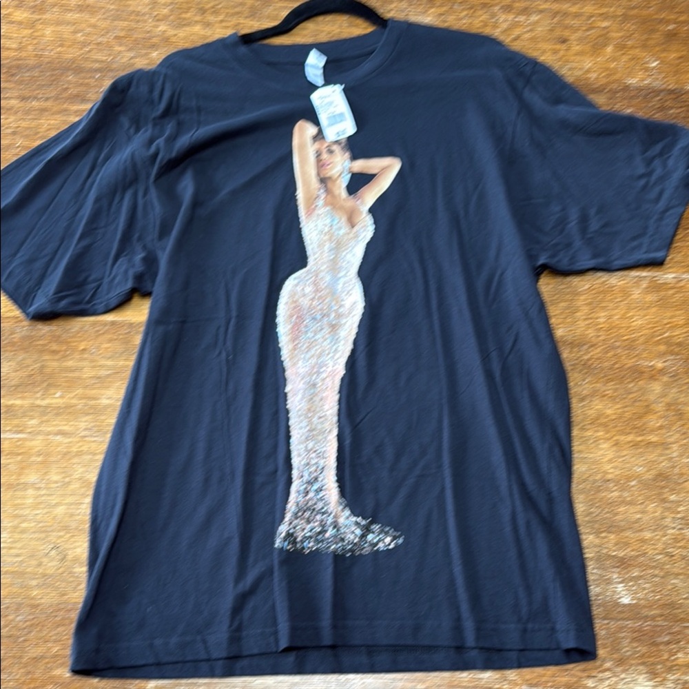 Black Graphic T-Shirt with Glitter Design